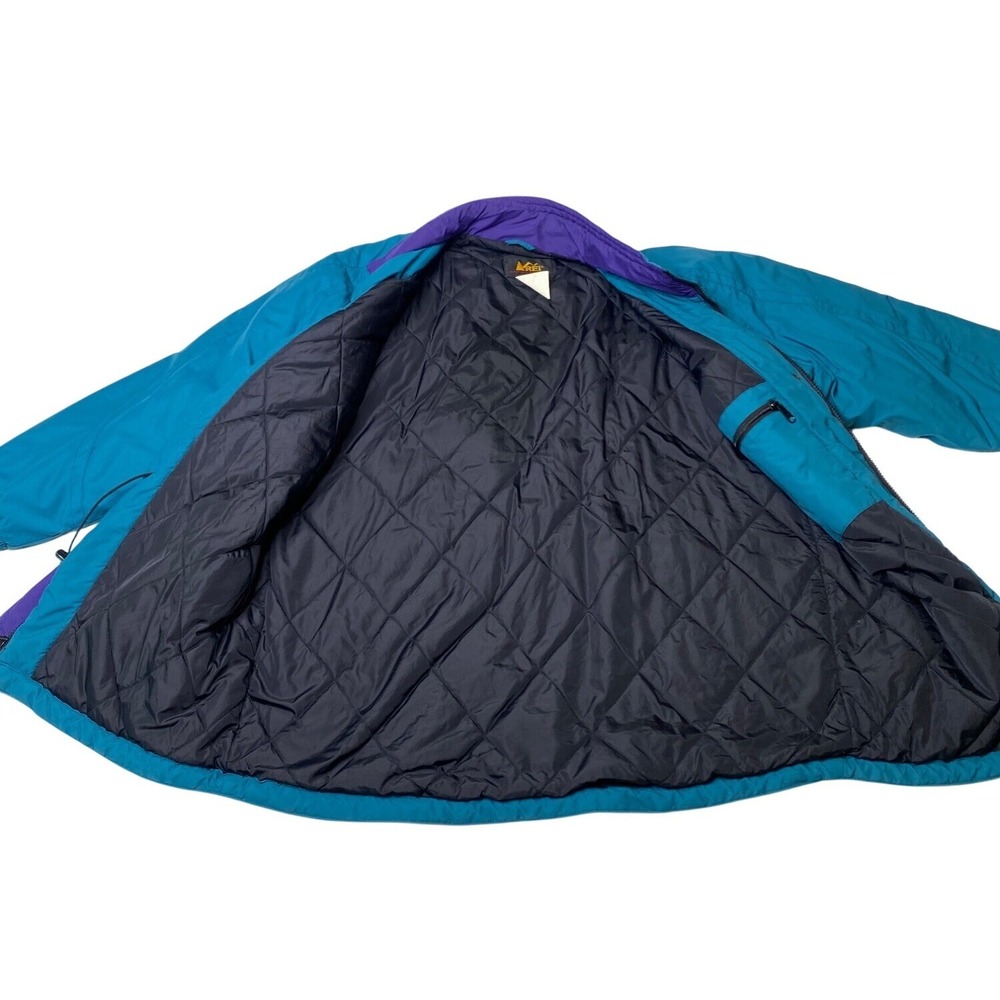 Vintage REI Womens Outdoor Jacket XL Teal & Purple Quilted Lining Long Sleeve 90 - Picture 6 of 9